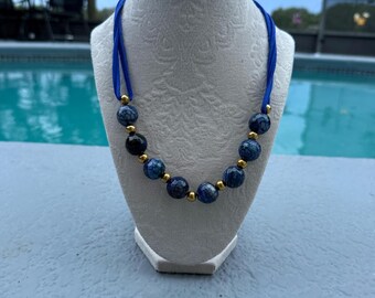 Blue Howlite Necklace and Earrings Set: Handmade Boho Jewelry