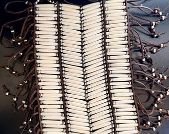 Lakota-Style Bone Choker Breastplate Necklace – Handmade & Traditional Design