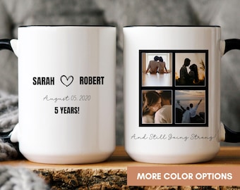 Custom Photo Collage Mug, Personalized Picture Coffee Cup, Anniversary Gift For Couple, Family Keepsake Ceramic Mug With Text, Photo Memory