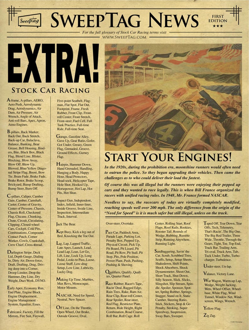 Stock Car Art Print - Memorabilia Poster - Sports Dictionary - Racing ...