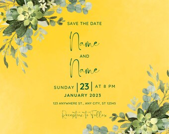Wedding Invite Yellow Floral (Editable)