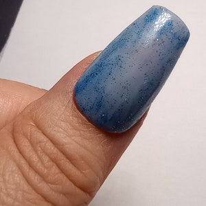 Winter Blues - Grey/Blue Coffin Style Handmade PressOns