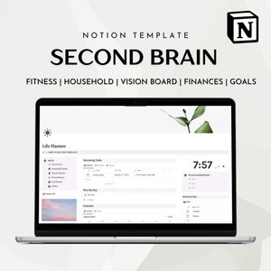 Notion Second Brain Template Aesthetic Notion Life Planner Productivity Goals Tracker Task Manager Ultimate Virtual Notebook