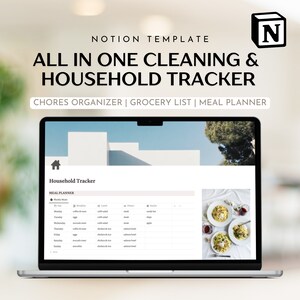 Minimale notiesjabloon Wekelijks schoonmaakschema Dagelijkse klusjeslijst ADHD Notion Planner Cleaner Checklist Huishoudelijke klusjes Notion Task Tracker