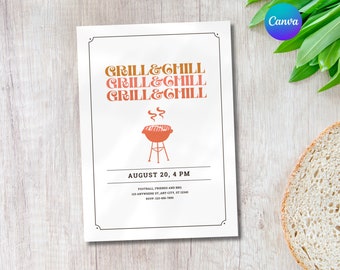 Convite para churrasco no quintal para grelhar e relaxar, piquenique comunitário para churrasco ao ar livre, convite para churrasco de bairro, churrasco de formatura