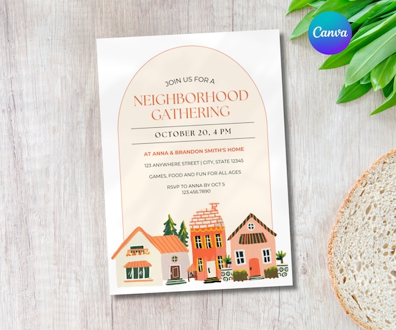 Neighborhood Party Backyard BBQ Invite, Neighborhood Block Party Invite Community Picnic, Neighborhood BBQ Cookout Invitation