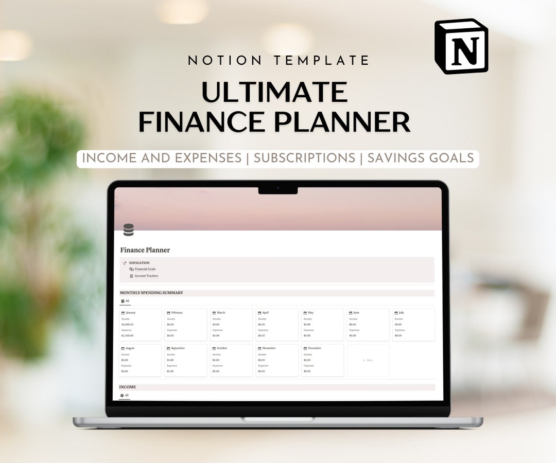 Notion Finance Planner Template Monthly Income Notion Tracker Budget ...