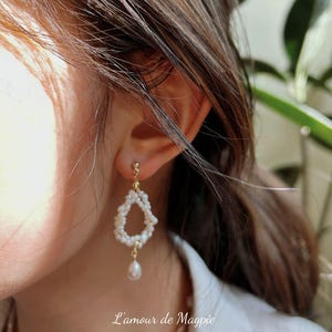 Natural Fresh Water Pearl Drop Earrings, Baroque Pearls Earrings, Wedding Earrings, Bridesmaid Gift, Gold Plated Earrings