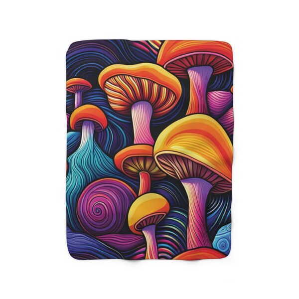 Psychedelic Mushroom Fleece Throw Blanket (50" x 60")