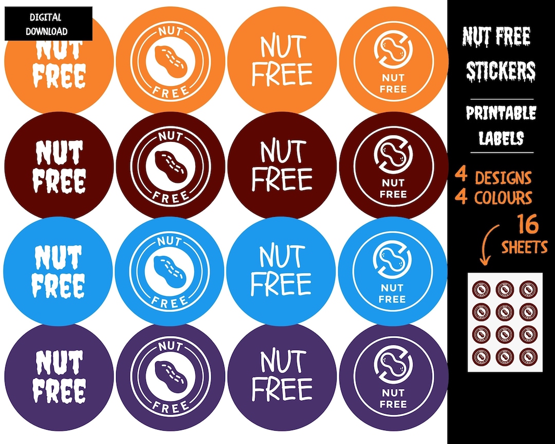 Nut Free Halloween Nut Free Sticker Nut Free Label Nut - Etsy