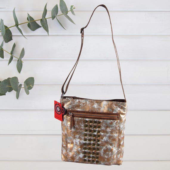 C red Studded Cross Body Bag Patina Bronze Metallic Pyramid Stud Messenger Bag carry All Bag diaper Hands free Bag pyramid Stud Embellished Etsy