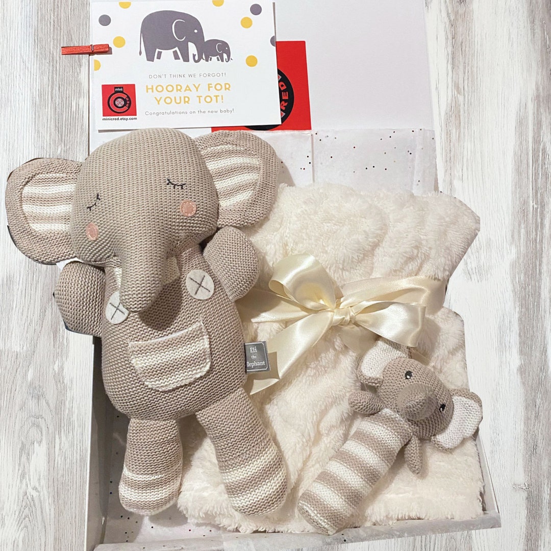 Elephant Baby Gift Set, off White Newborn Baby Blanket With Elephant ...