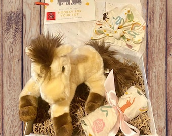 Wild and Free Western Bamboo Swaddle Knotted Gown & Turban Newborn Baby Gift Set-Newborn Baby Gift Set -Western Cowgirl 3 pc Baby Gift Set