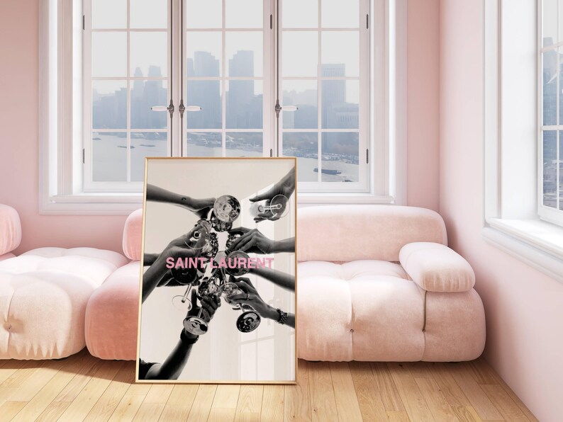 Luxury Fashion Print Designer Wall Art Vintage Art Prints Pink Wall Art