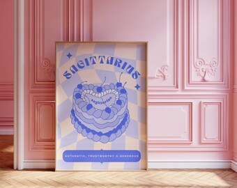 Sagittarius Birthday Cake Print: Zodiac Star Sign Wall Art (Digital Download)