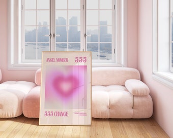 Angel Number 555 Heart Aura Gradient Print: Trendy Wall Art (Digital Download)
