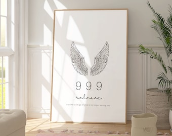 Angel Number 999 Wings Print: Spiritual Aura Art (Digital Download)