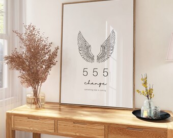 Angel Number 555 Wings Print: Spiritual Aura Art (Digital Download)