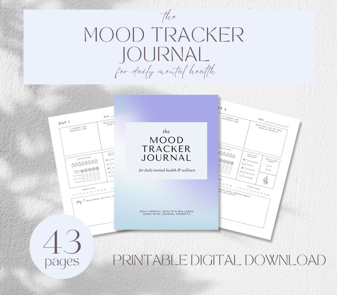 Mood Tracker Journal for Daily Mental Health and Wellness | Anxiety ...