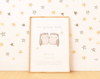 Custom Gemini Baby Print: Personalized Zodiac Star Sign Gift (Digital Download)