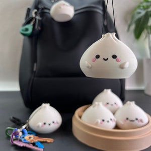 Cute Steamed Dumplings for To-Go Keychain