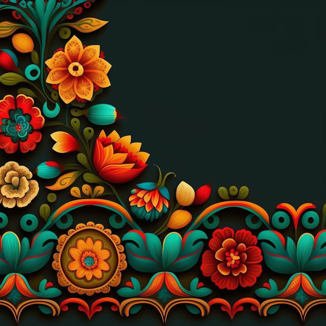 Mexican Flowers - Watercolor Vibrant Floral Clipart-unique Otomi Floral ...