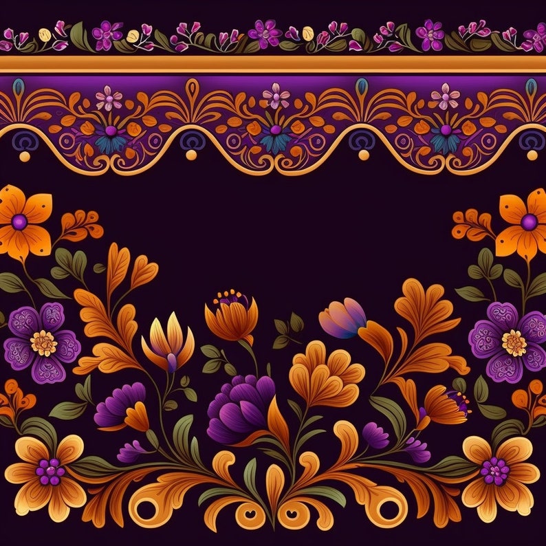 Mexican Flowers Watercolor Vibrant Floral Clipart-purple Floral ...
