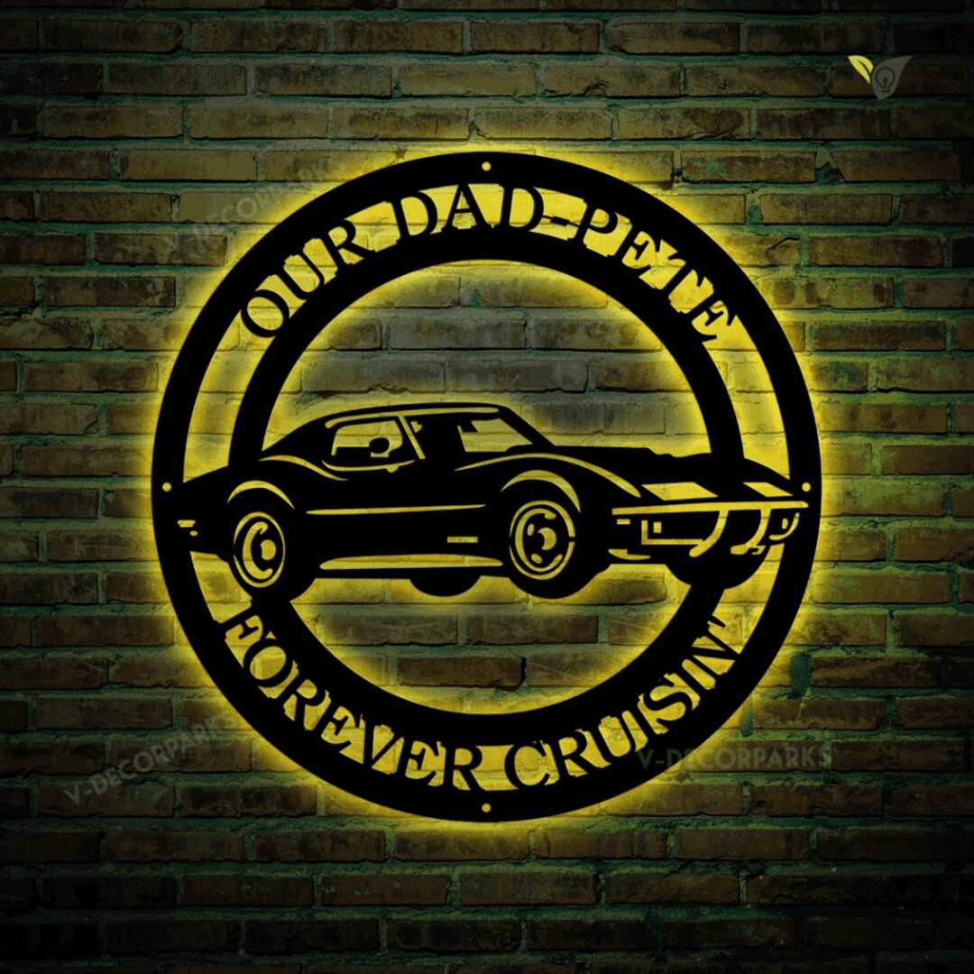 1969 Corvette Sports Car Sign Cut Metal Sign With LED Lights Etsy