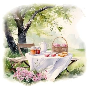 picnic in nature clipart - 12 High Quality JPGs - instant Download - Card Making, invitations, journals, Scrapbooking, Junk journals
