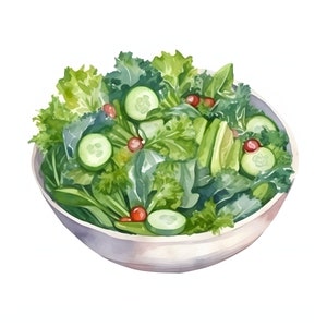 Salade verte végétarienne clipart - 12 JPG de haute qualité - Téléchargement instantané - Fabrication de cartes, invitations, journaux, Scrapbooking, Junk journaux
