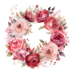 Rose wreath clipart - 12 High Quality JPGs - instant Download - Card Making, invitations, journals, Scrapbooking, Junk journals
