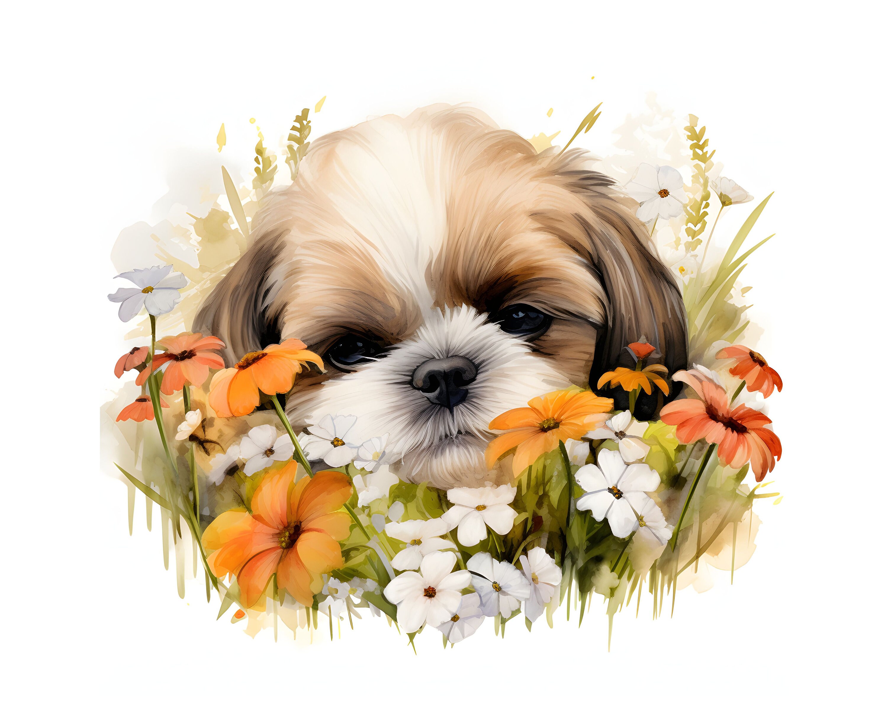 Shih Tzu Puppy Clipart 12 High Quality Jpgs Instant Download Card ...