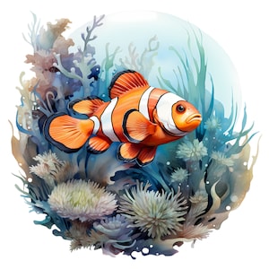 clown fish clipart - 12 High Quality JPGs - instant Download - Card Making, invitations, journals, Scrapbooking, Junk journals
