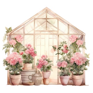 cozy greenhouse clipart - 12 High Quality JPGs - instant Download - Card Making, invitations, journals, Scrapbooking, Junk journals
