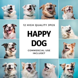 happy dog clipart - 12 High Quality JPGs - instant Download - Card Making, invitations, journals, Scrapbooking, Junk journals