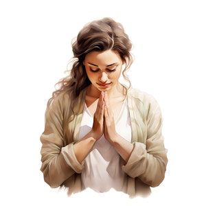 praying woman clipart - 12 High Quality JPGs - instant Download - Card Making, invitations, journals, Scrapbooking, Junk journals