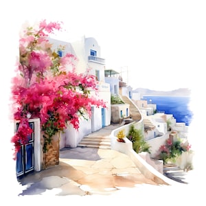 Greek street clipart - 12 High Quality JPGs - instant Download - Card Making, invitations, journals, Scrapbooking, Junk journals