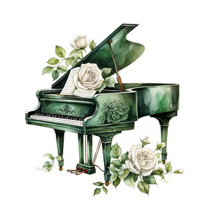 green piano clipart - 12 High Quality JPGs - instant Download - Card Making, invitations, journals, Scrapbooking, Junk journals