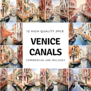 Venice canals clipart - 12 High Quality JPGs - instant Download - Card Making, invitations, journals, Scrapbooking, Junk journals