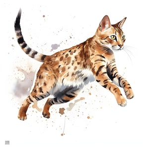 Savannah cat clipart - 12 High Quality JPGs - instant Download - Card Making, invitations, journals, Scrapbooking, Junk journals