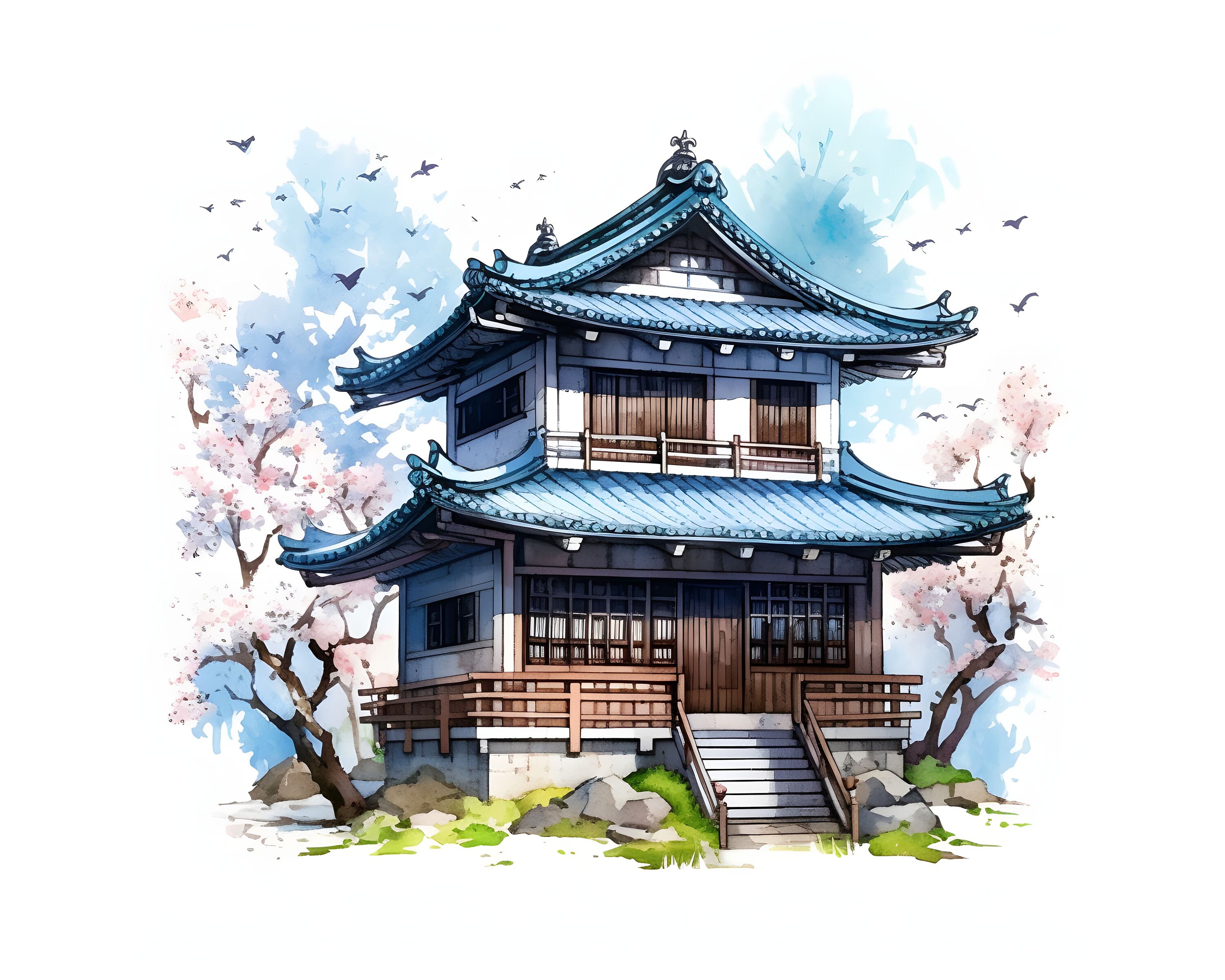 Japanese House Clipart 12 High Quality Jpgs Instant Etsy