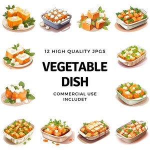 Vegetable dish clipart - 12 High Quality JPGs - instant Download - Card Making, invitations, journals, Scrapbooking, Junk journals
