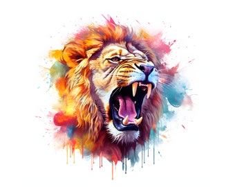 Lion roaring clipart - 12 High Quality JPGs - instant Download - Card Making, invitations, journals, Scrapbooking, Junk journals