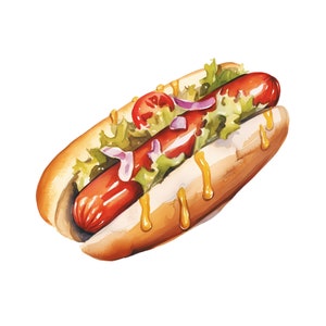 hot dog clipart - 12 High Quality JPGs - instant Download - Card Making, invitations, journals, Scrapbooking, Junk journals