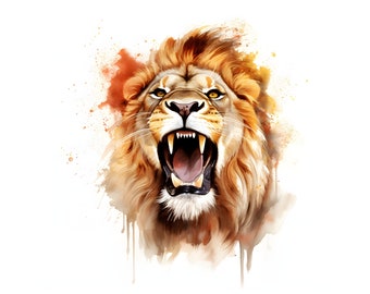 Roaring Lion clipart - 12 High Quality JPGs - instant Download - Card Making, invitations, journals, Scrapbooking, Junk journals