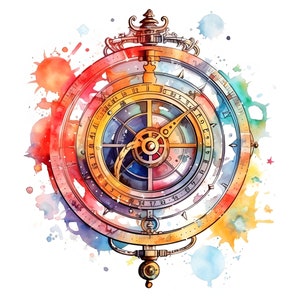 magical astrolabe clipart - 12 High Quality JPGs - instant Download - Card Making, invitations, journals, Scrapbooking, Junk journals