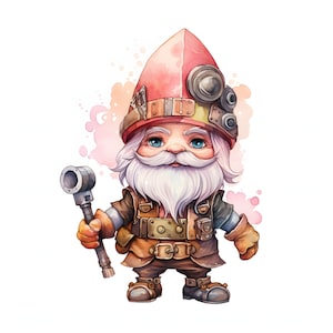 Steampunk Gnome clipart - 12 High Quality JPGs - instant Download - Card Making, invitations, journals, Scrapbooking, Junk journals