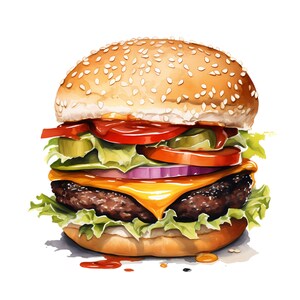 delicious burger clipart - 12 High Quality JPGs - instant Download - Card Making, invitations, journals, Scrapbooking, Junk journals