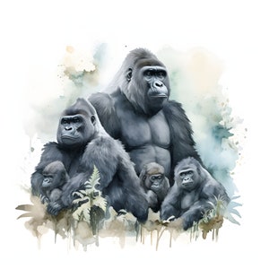 Silverback Gorilla Clipart - 12 hochwertige JPGs - sofortiger Download - Card Making, Einladungen, Journals, Scrapbooking, Junk journals