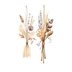 Dried flowers clipart - 12 High Quality JPGs - instant Download - Card Making, invitations, journals, Scrapbooking, Junk journals